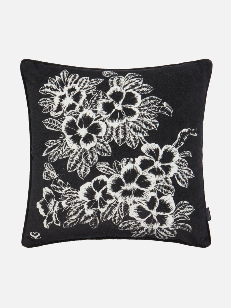 Hawaiian Flower Cushion In Black