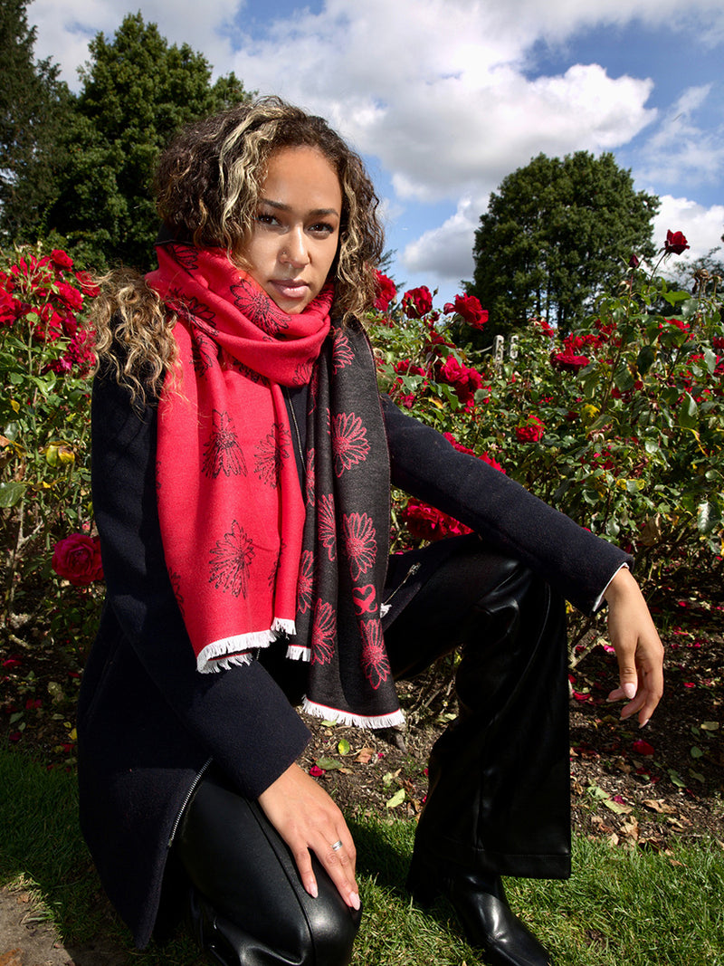 Dainty Delight Red & Black Scarf