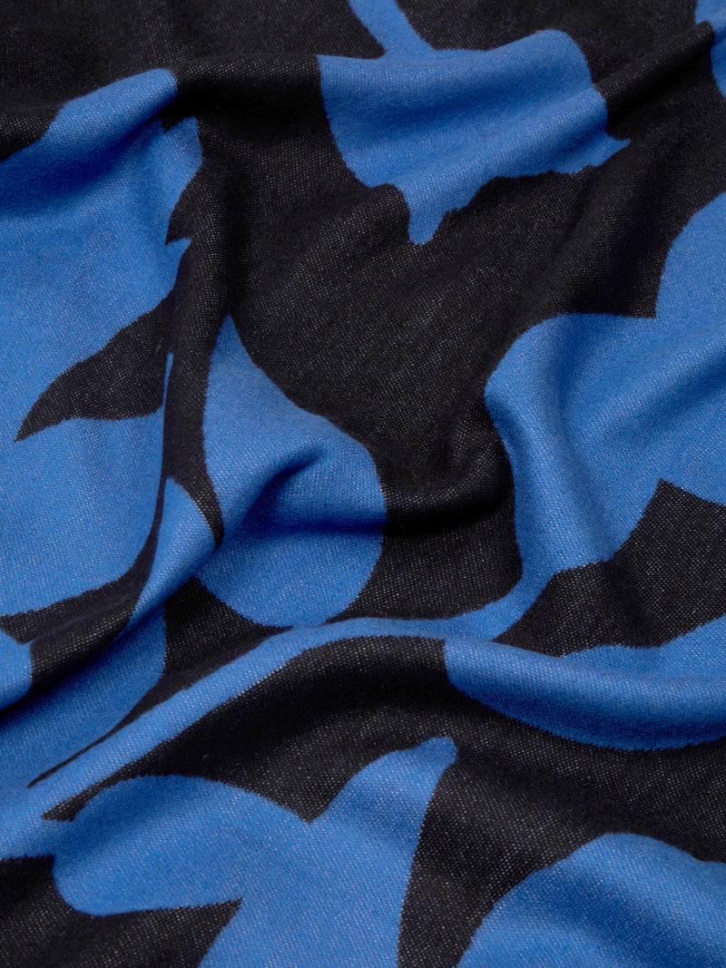Bloom Silhouette Blue & Black Woven Silk Scarf
