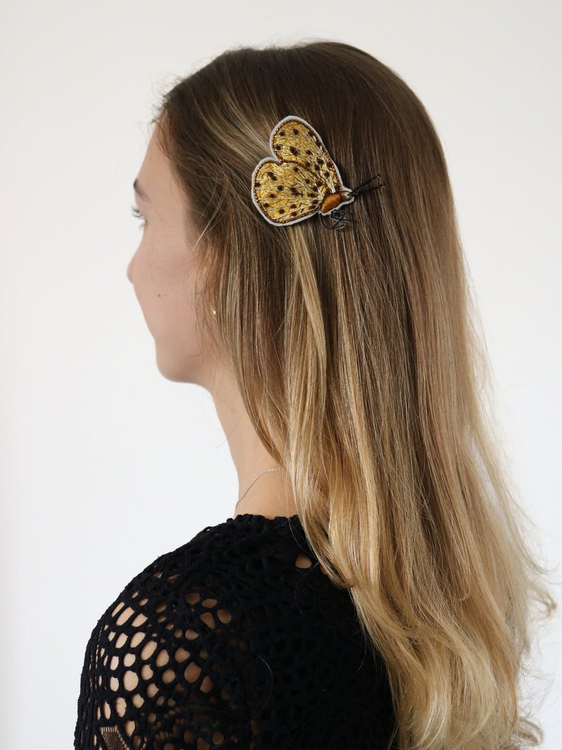 Gilded Amber Butterfly Clip