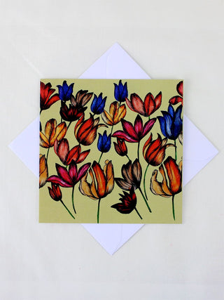 Tulip Flowers Yellow Card