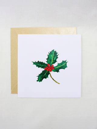 Holly Leaves Christmas Card