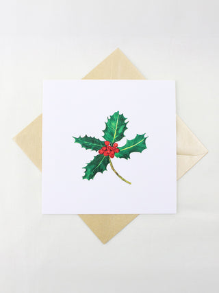 Holly Leaves Christmas Card