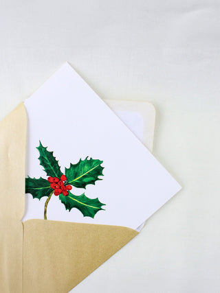 Holly Leaves Christmas Card