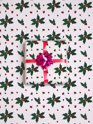 Holly Gift Wrap Sheets, Pack of 3