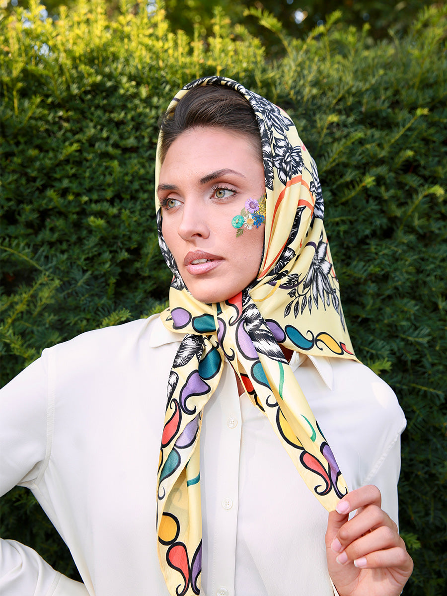 Square Scarf Cream Silk Scarf Silk Scarves Ladies Head Scarves Uk