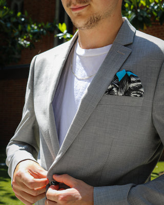 Rose Riot Turquoise Men's Pocket Square Scarf