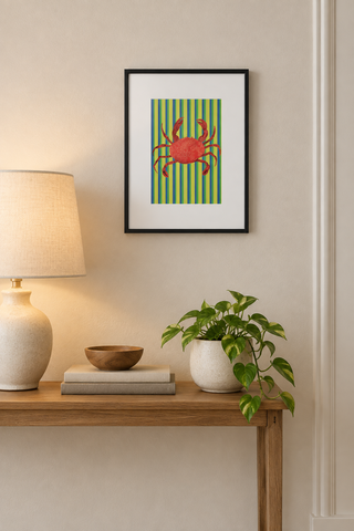 A4 crab print room-scale mockup