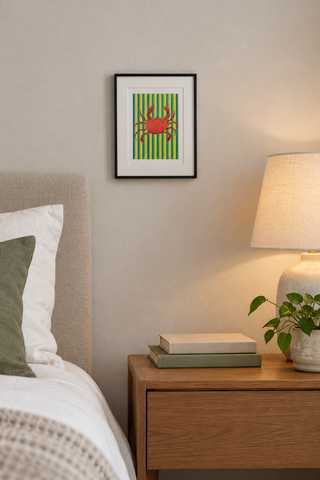 A5 crab print room-scale mockup
