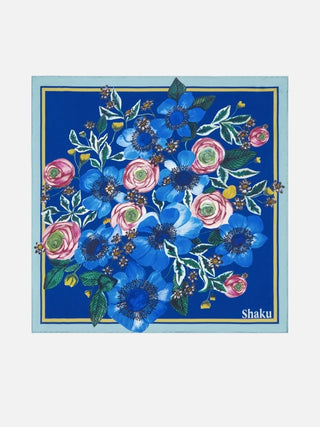 Anemone Bloom Sapphire Bandana Scarf
