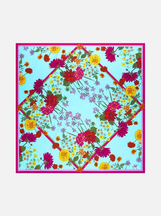 Floral Sky Silk Square Scarf