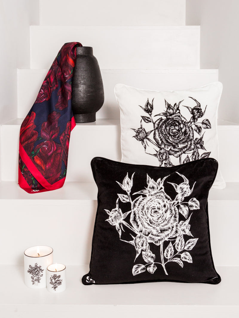 Rose Bramble Black Cushion