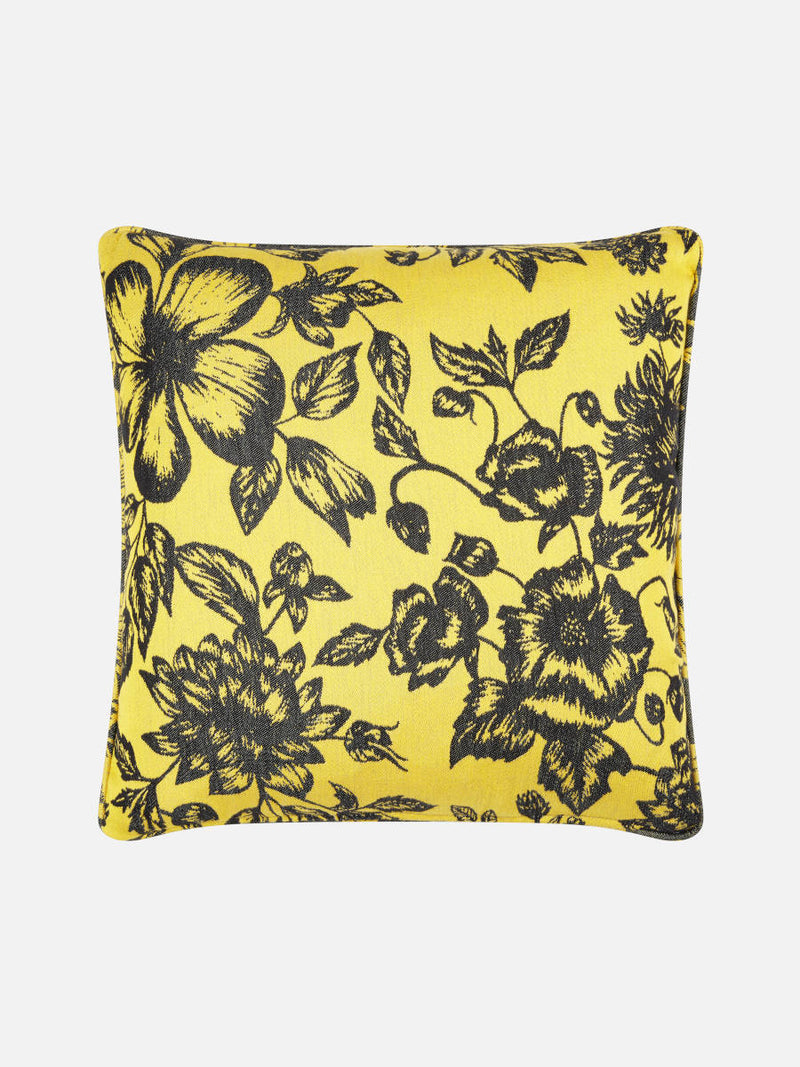 Floral Yellow & Black Cushion