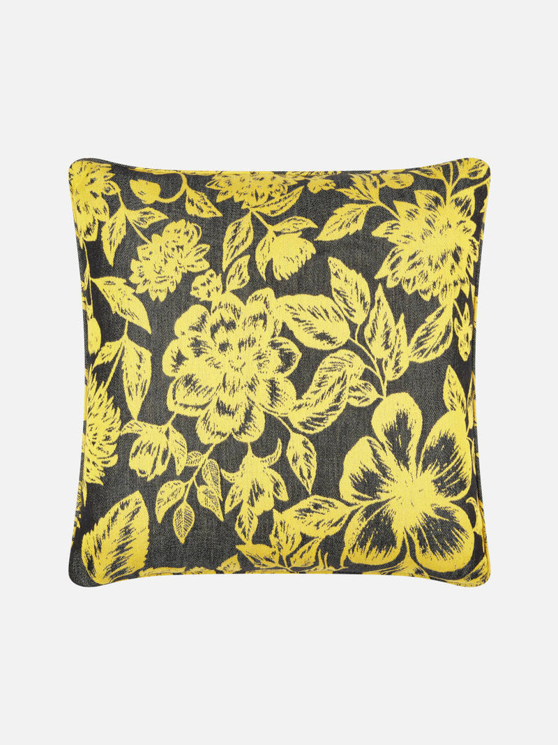 Floral Black & Yellow Cushion