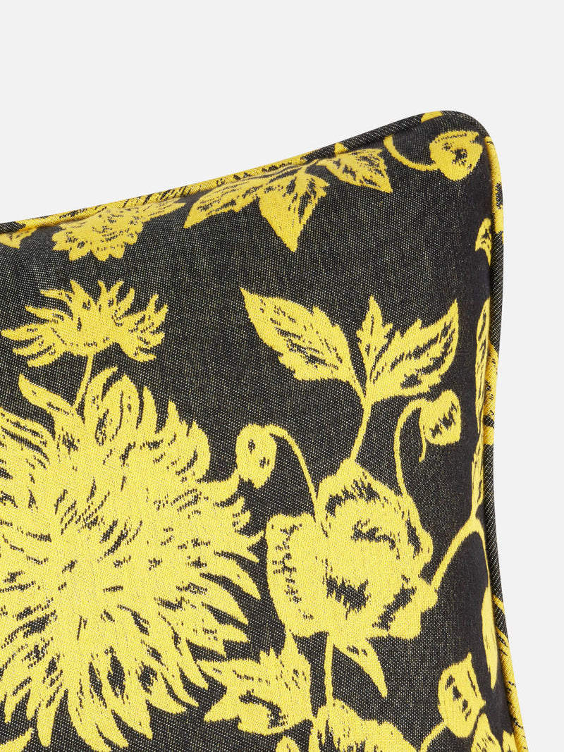 Floral Black & Yellow Cushion