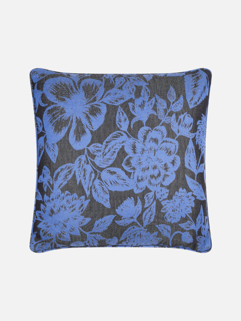 Floral Black & Blue Cushion
