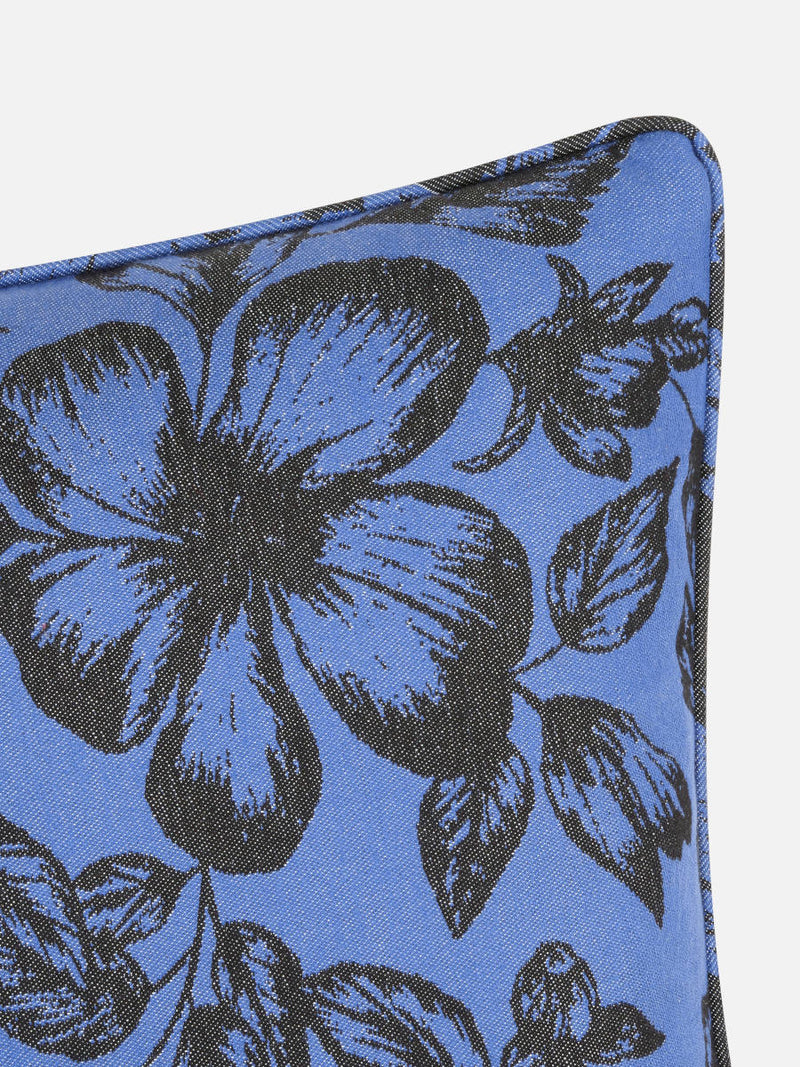 Floral Blue & Black Cushion