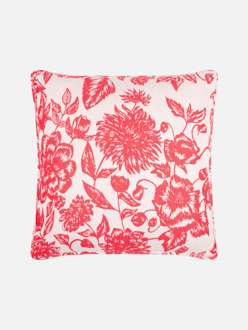 Floral White & Red Cushion