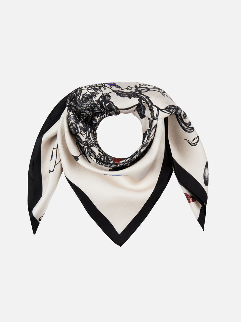 Butterfly Bouquet Square Silk Scarf