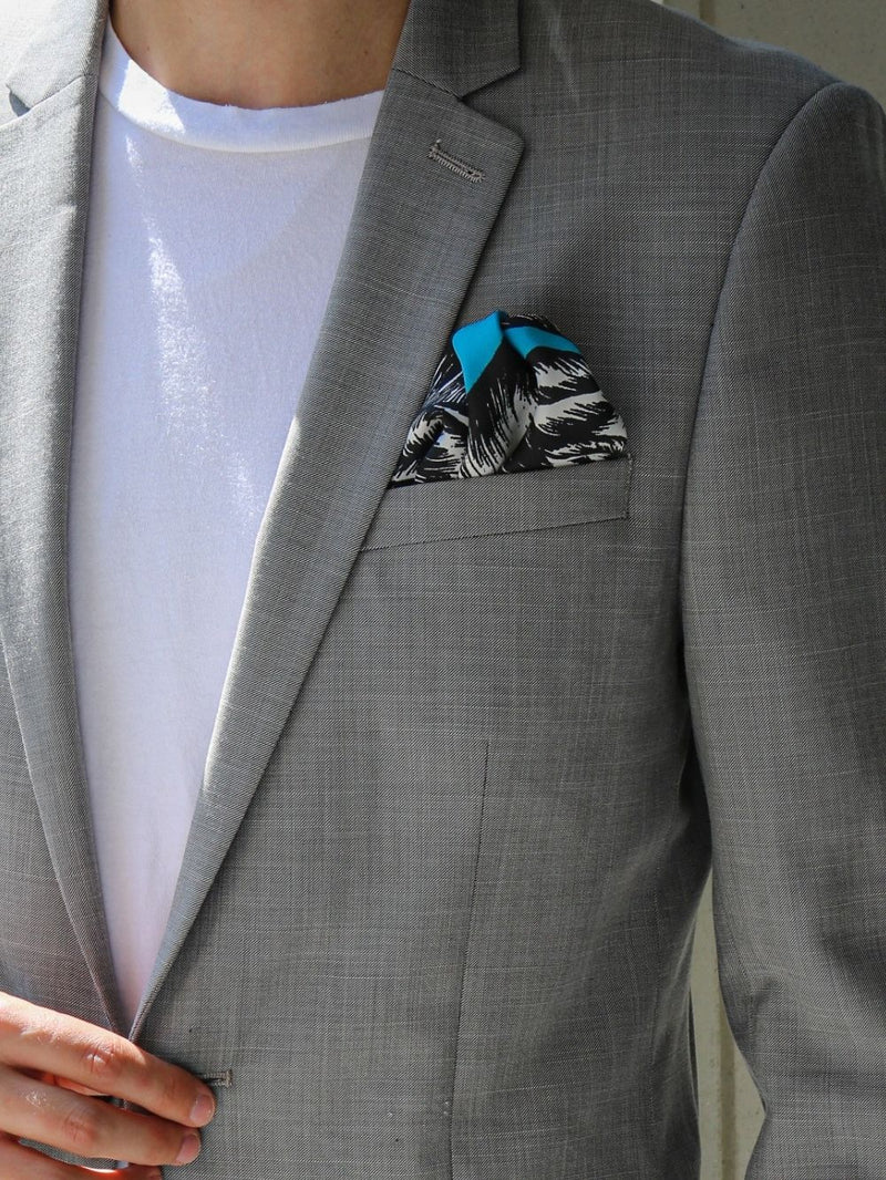 Men's Blue Pocket Square - Italian Silk Scarf