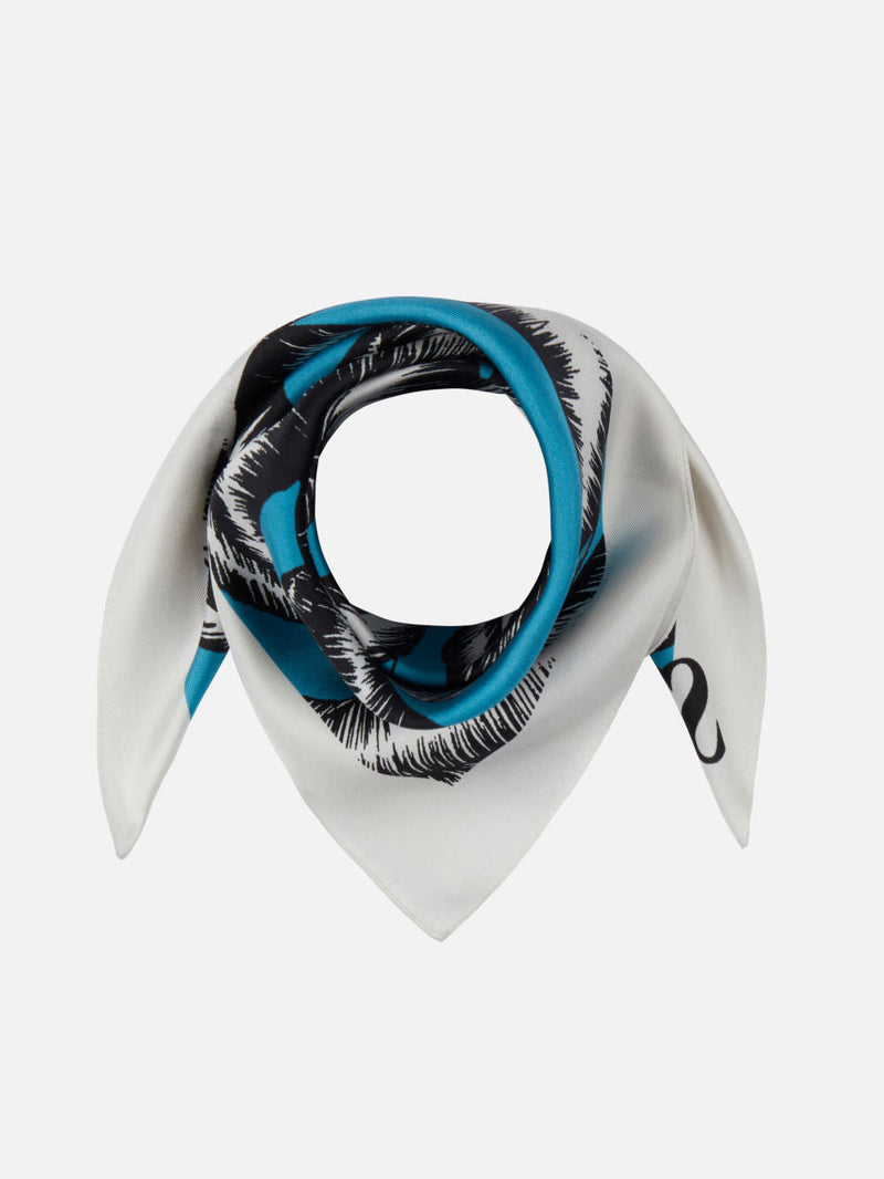 Rose Riot Turquoise Silk Twill Scarf