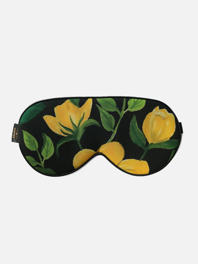 Silk sleep mask with yellow flowers